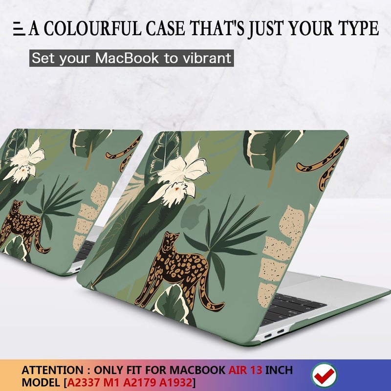 CISSOOK Compatible with MacBook Air 13 inch Case 2021 2020 2019 2018 Release Model M1 A2337 A2179 A1932, Midnight Green Hard Case Leopard Cover for MacBook Air 13 inch with Touch ID - Panther Leopard - Image 3